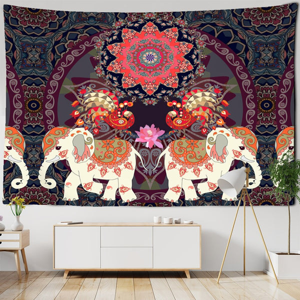 Indian Elephant Mandala Tapestry-ToShay.org