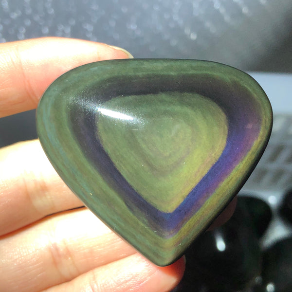 Rainbow Obsidian Cats Eye Heart-ToShay.org