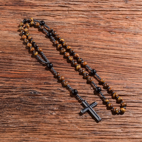 Yellow Tiger Eye Bead Rosary-ToShay.org