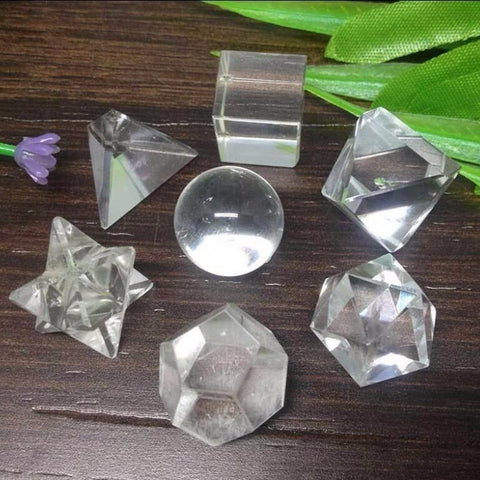 Clear Crystal Platonic Solids-ToShay.org