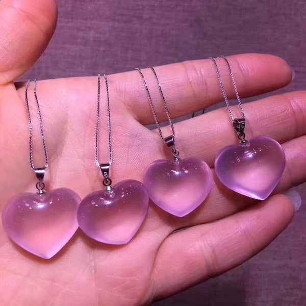 Pink Rose Quartz Heart Pendants-ToShay.org