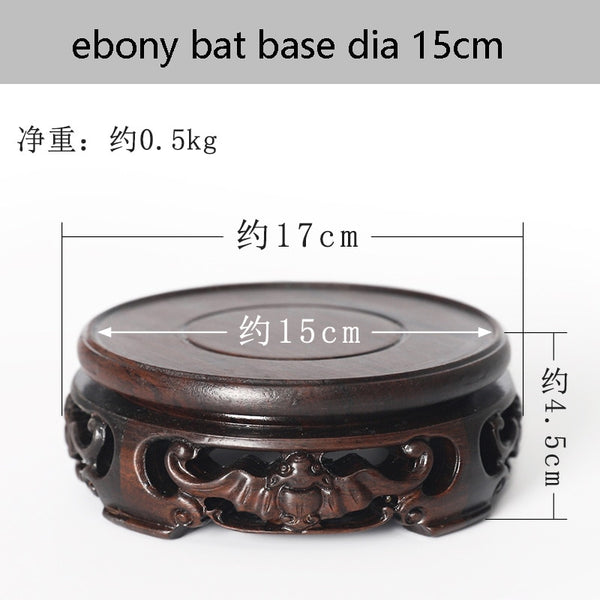 Ebony Carved Bat Pattern Base-ToShay.org