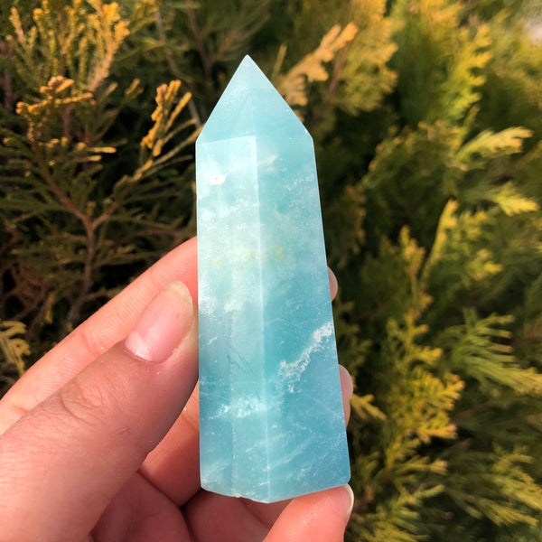 Blue Calcite Crystal Wand-ToShay.org