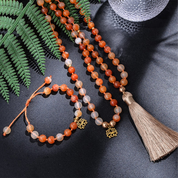 Orange Agate Mala Beads-ToShay.org