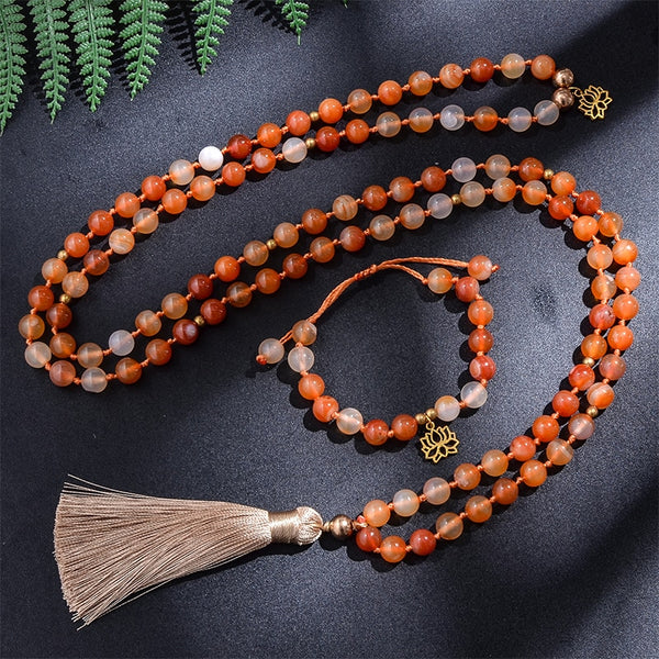 Orange Agate Mala Beads-ToShay.org