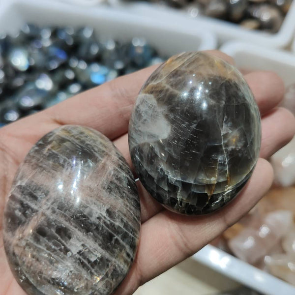Black Moonstone Palm Stones-ToShay.org