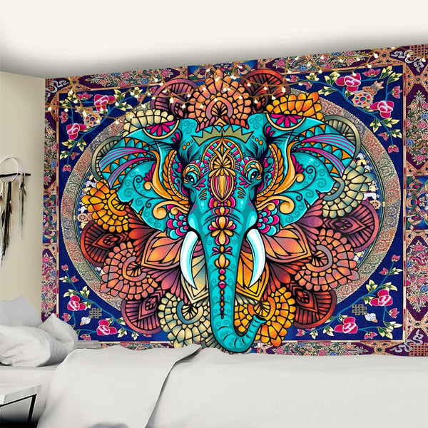 Indian Elephant Mandala Tapestry-ToShay.org