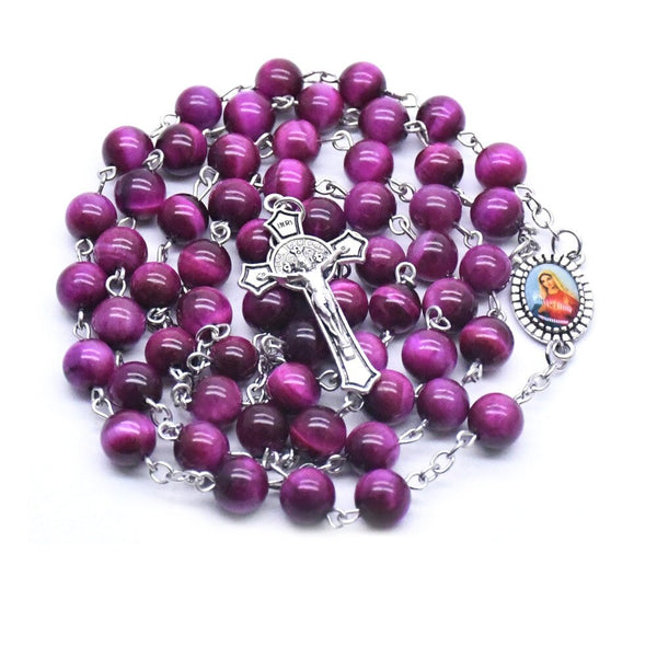 Plum Red Tiger Eye Rosary-ToShay.org