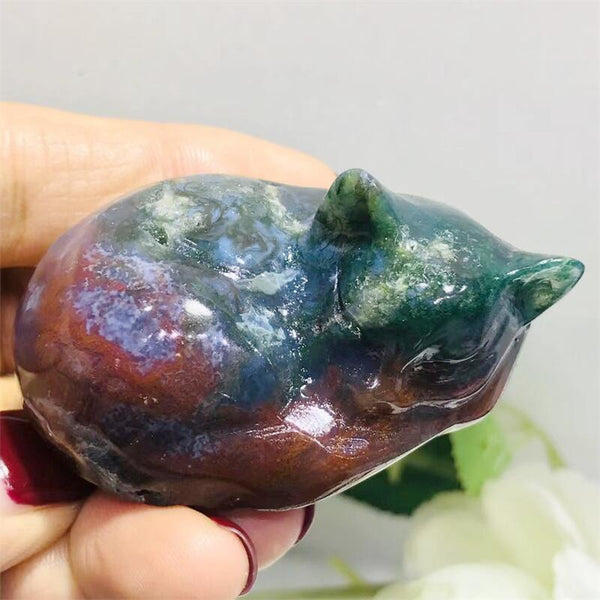 Green Moss Agate Cat-ToShay.org