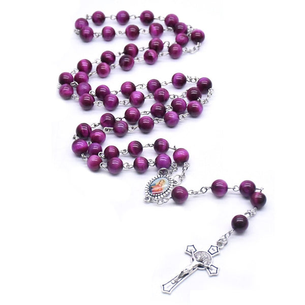 Plum Red Tiger Eye Rosary-ToShay.org