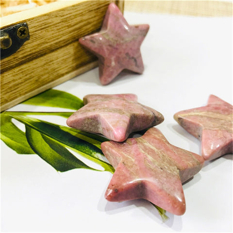 Pink Rhodonite Star Palm Stones-ToShay.org