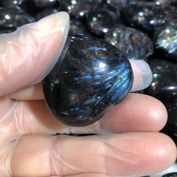 Black Glaucophane Crystal Heart-ToShay.org
