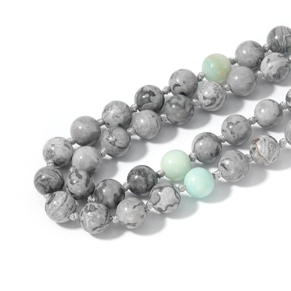 Grey Map Stone Prayer Beads-ToShay.org