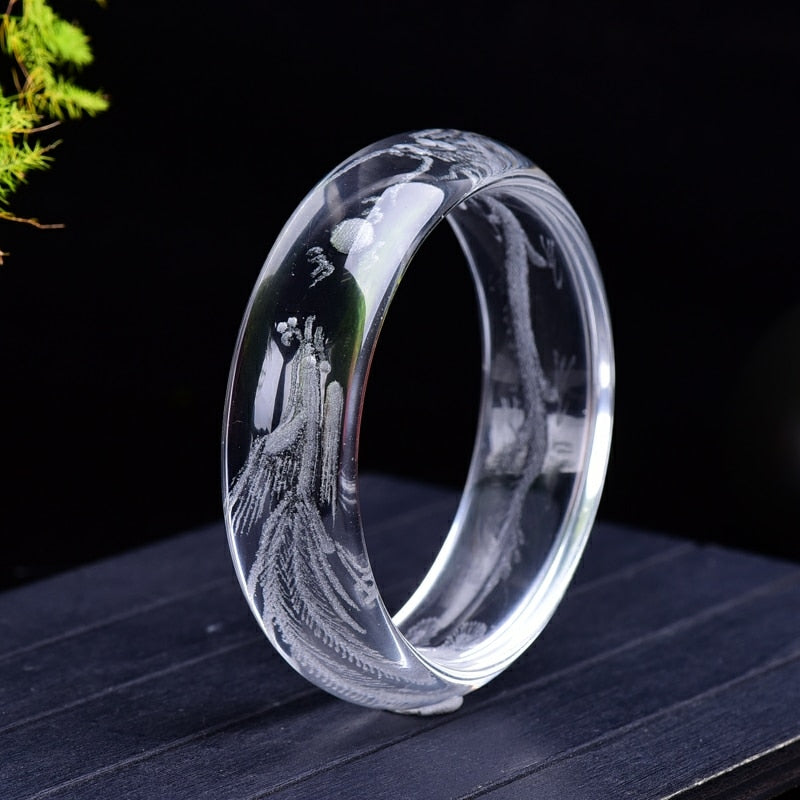 White Quartz Dragon Bangle-ToShay.org