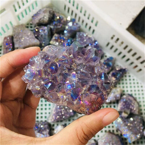 Purple Amethyst Aura Crystal Cluster-ToShay.org