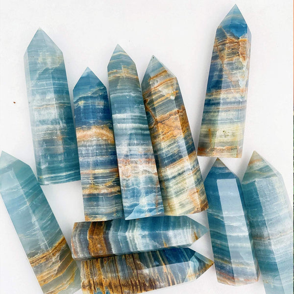 Blue Onyx Calcite Wand Point-ToShay.org