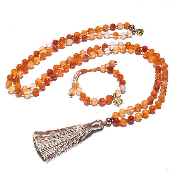 Orange Agate Mala Beads-ToShay.org