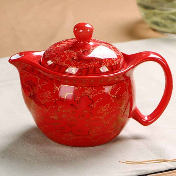 Red Porcelain Teapot-ToShay.org