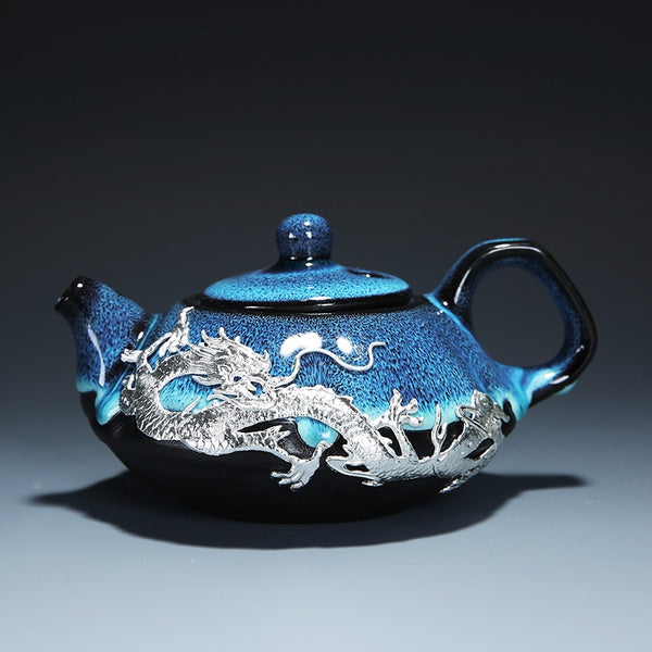 Gilt Silver Dragon Teapot-ToShay.org