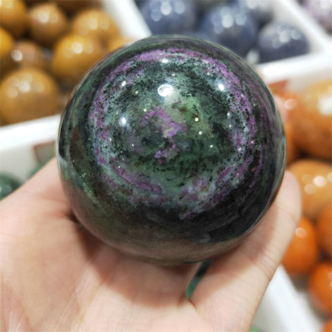 Green Ruby Zoisite Crystal Ball-ToShay.org