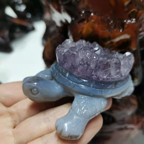 Purple Amethyst Cluster Turtle-ToShay.org