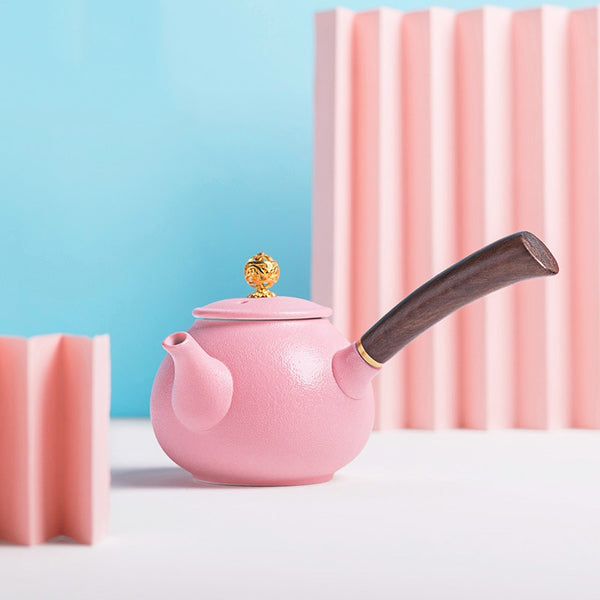 Pink Side Handle Teapot-ToShay.org