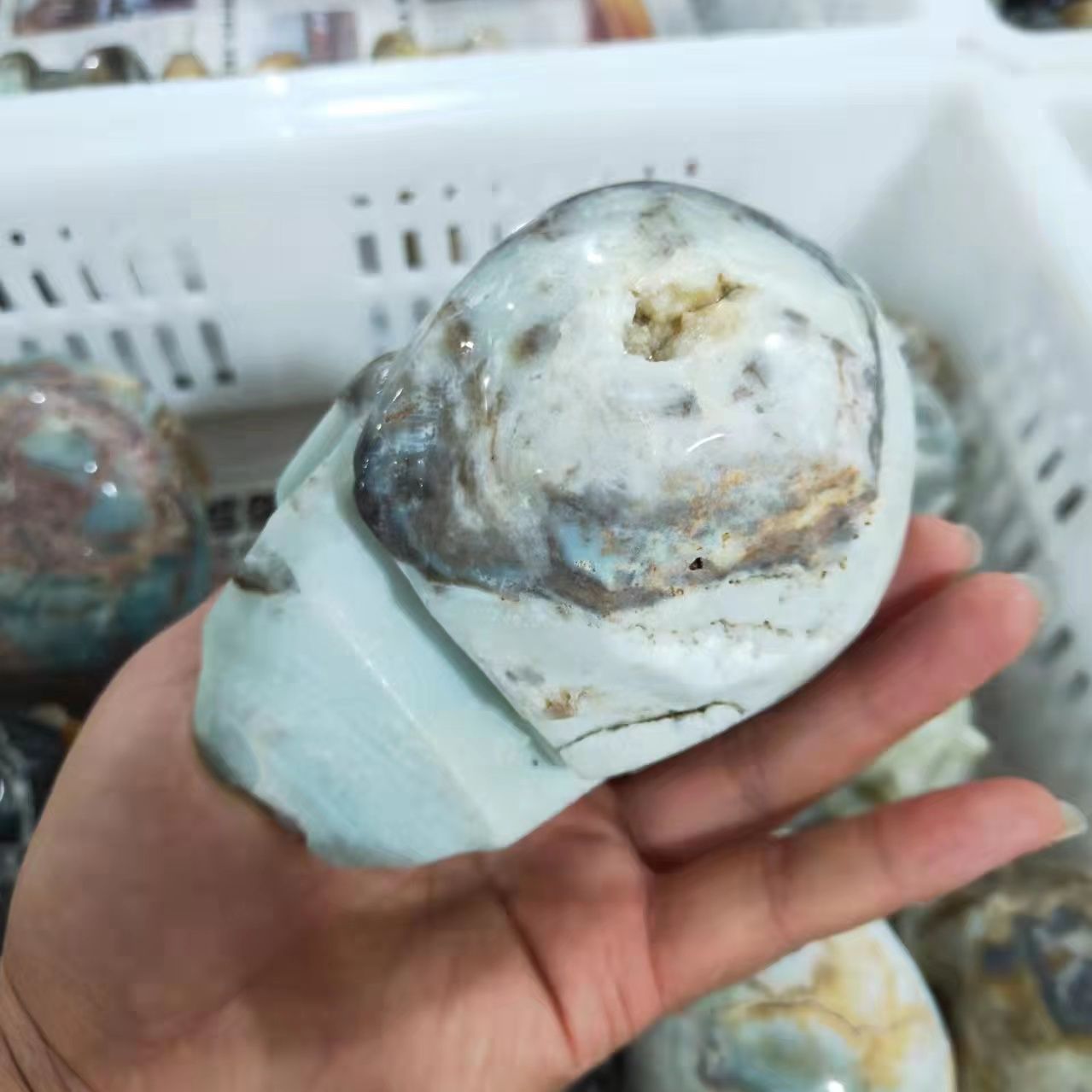 Blue Calcite Quartz Skull-ToShay.org