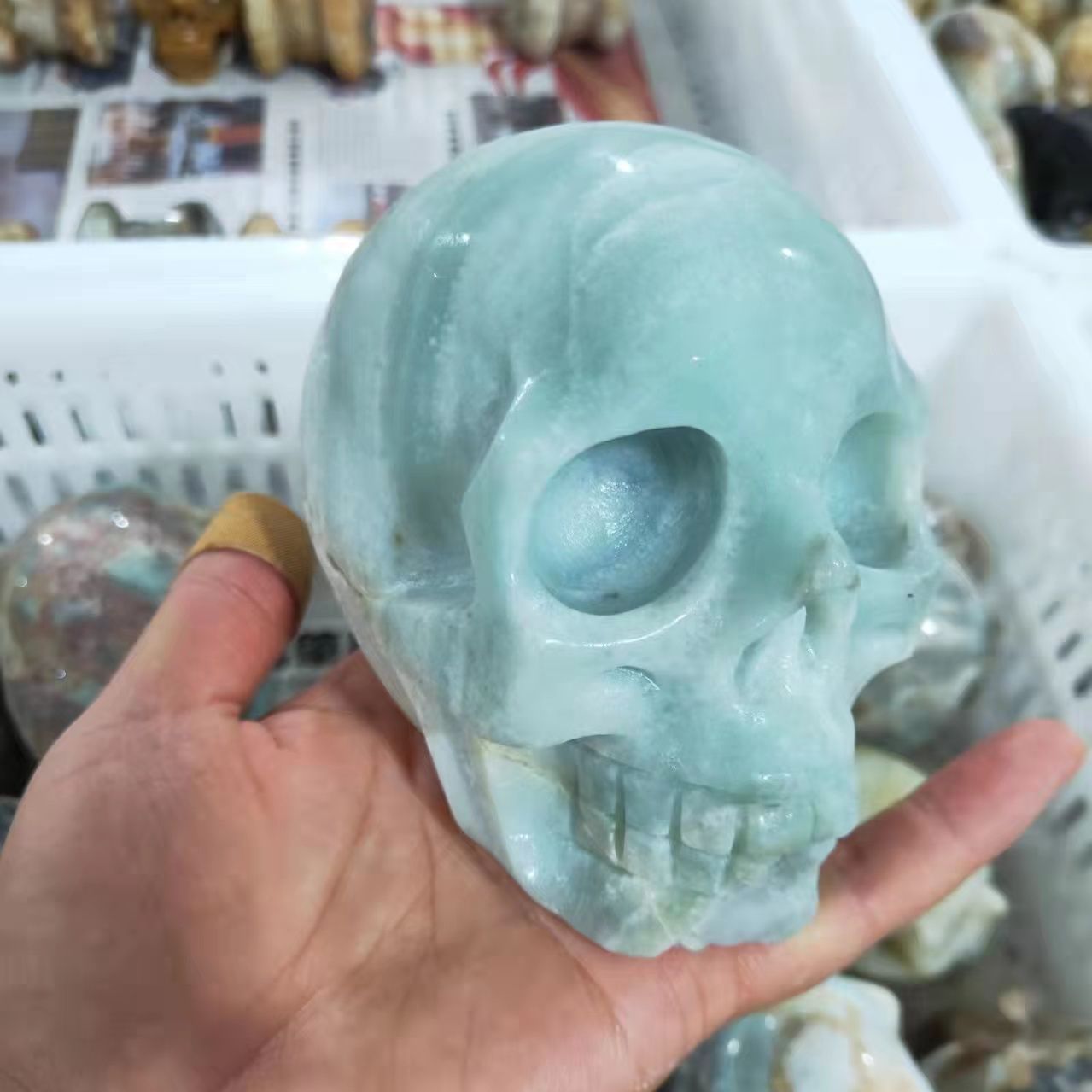 Blue Calcite Quartz Skull-ToShay.org