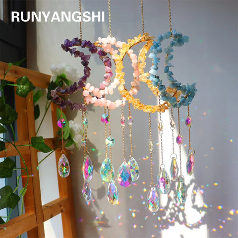 Gemstone Crystal Moon Suncatcher-ToShay.org