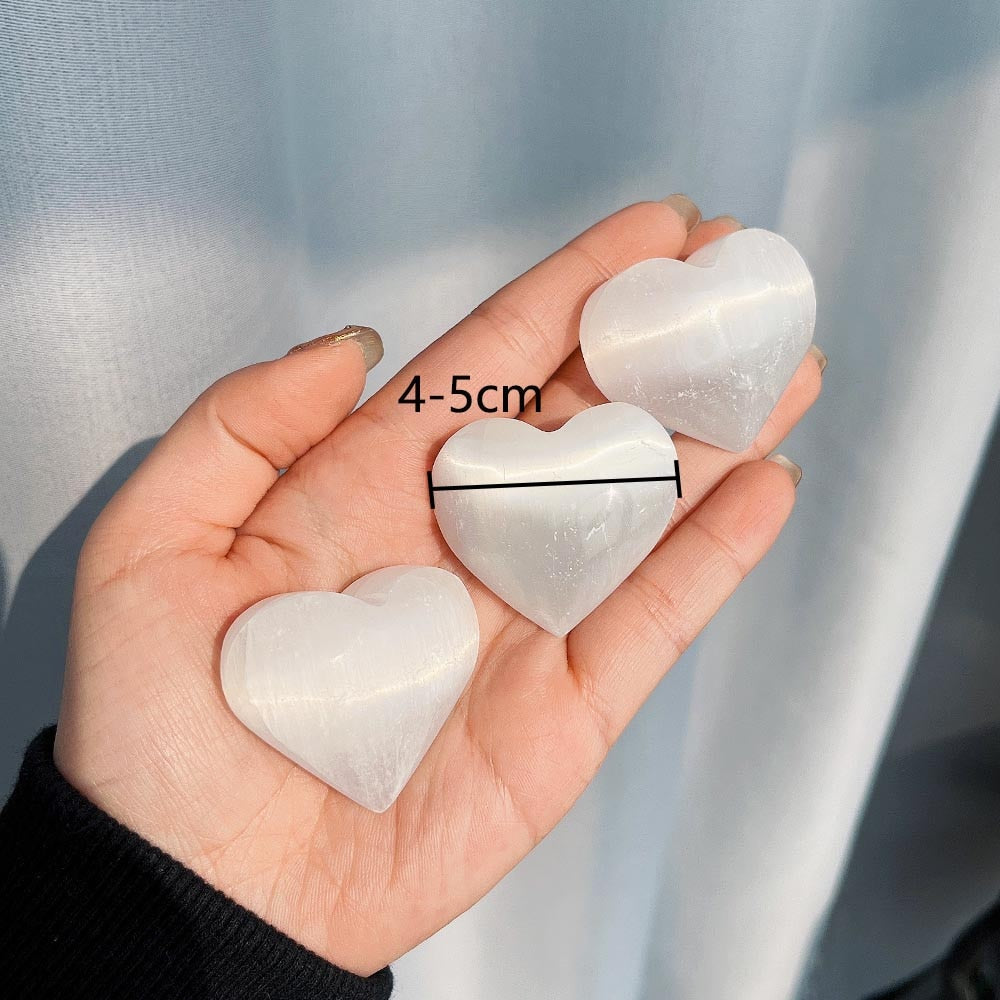 White Selenite Crystal Hearts-ToShay.org