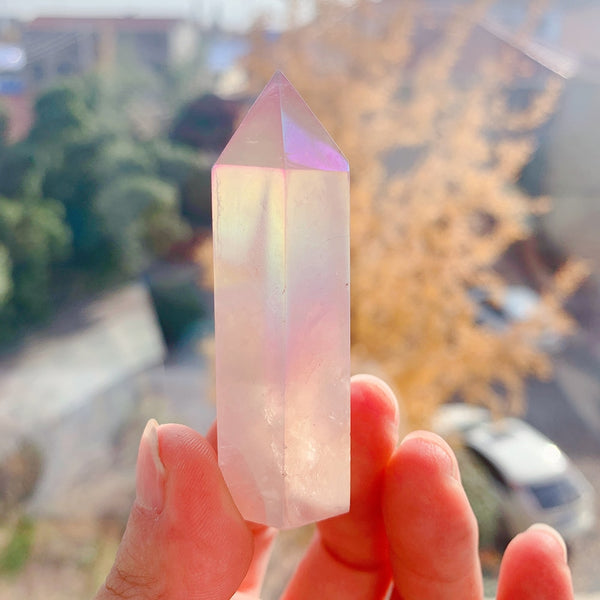 Pink Aura Rose Quartz Wand-ToShay.org