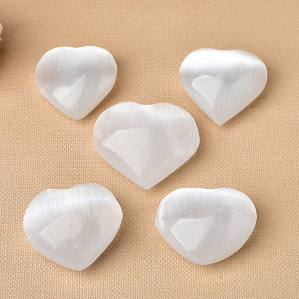 White Selenite Crystal Heart-ToShay.org