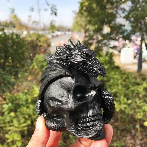 Black Obsidian Dragon Skull-ToShay.org