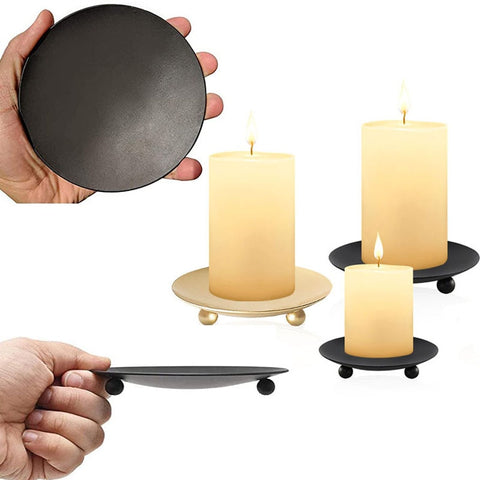 Black Iron Plate Candle Holders-ToShay.org