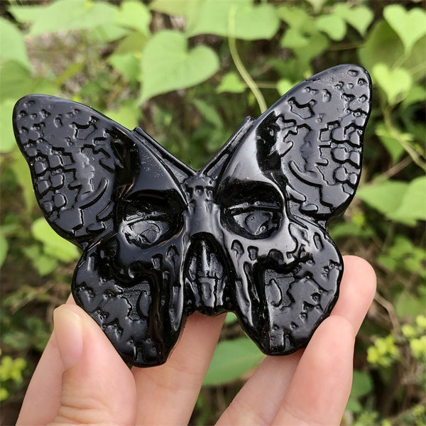 Black Obsidian Butterfly Skulls-ToShay.org