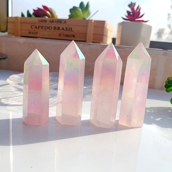 Pink Aura Rose Quartz Wand-ToShay.org