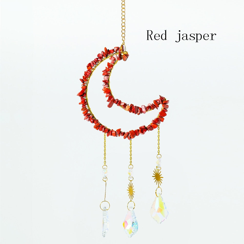 Gemstone Crystal Moon Suncatcher-ToShay.org