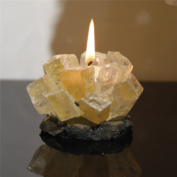 Yellow Calcite Tealight Holder-ToShay.org