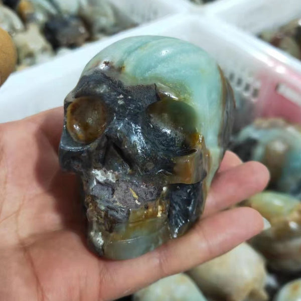 Blue Calcite Quartz Skull-ToShay.org