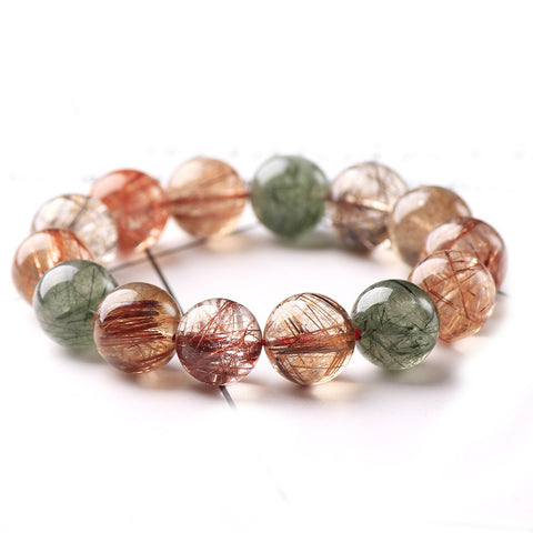 Red Green Rutilated Quartz Bracelet-ToShay.org