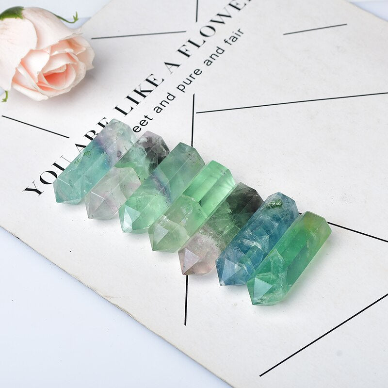 Green Fluorite Hexagonal Crystal Wand-ToShay.org