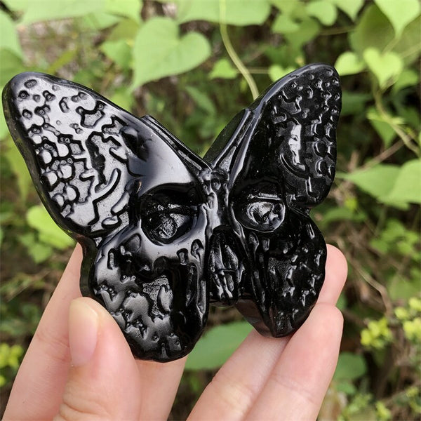 Black Obsidian Butterfly Skulls-ToShay.org