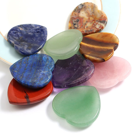 Mixed Crystal Heart Thumb Stones-ToShay.org