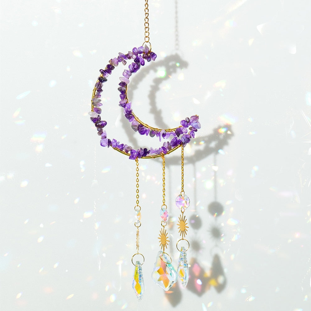 Gemstone Crystal Moon Suncatcher-ToShay.org