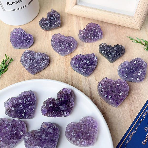 Purple Amethyst Crystal Cluster Heart-ToShay.org
