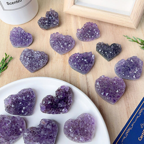 Purple Amethyst Crystal Cluster Heart-ToShay.org