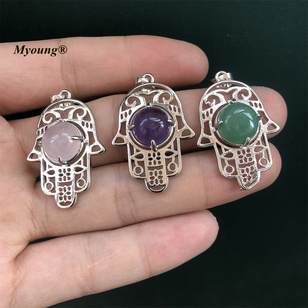 Mixed Hamsa Hand Crystal Pendants-ToShay.org