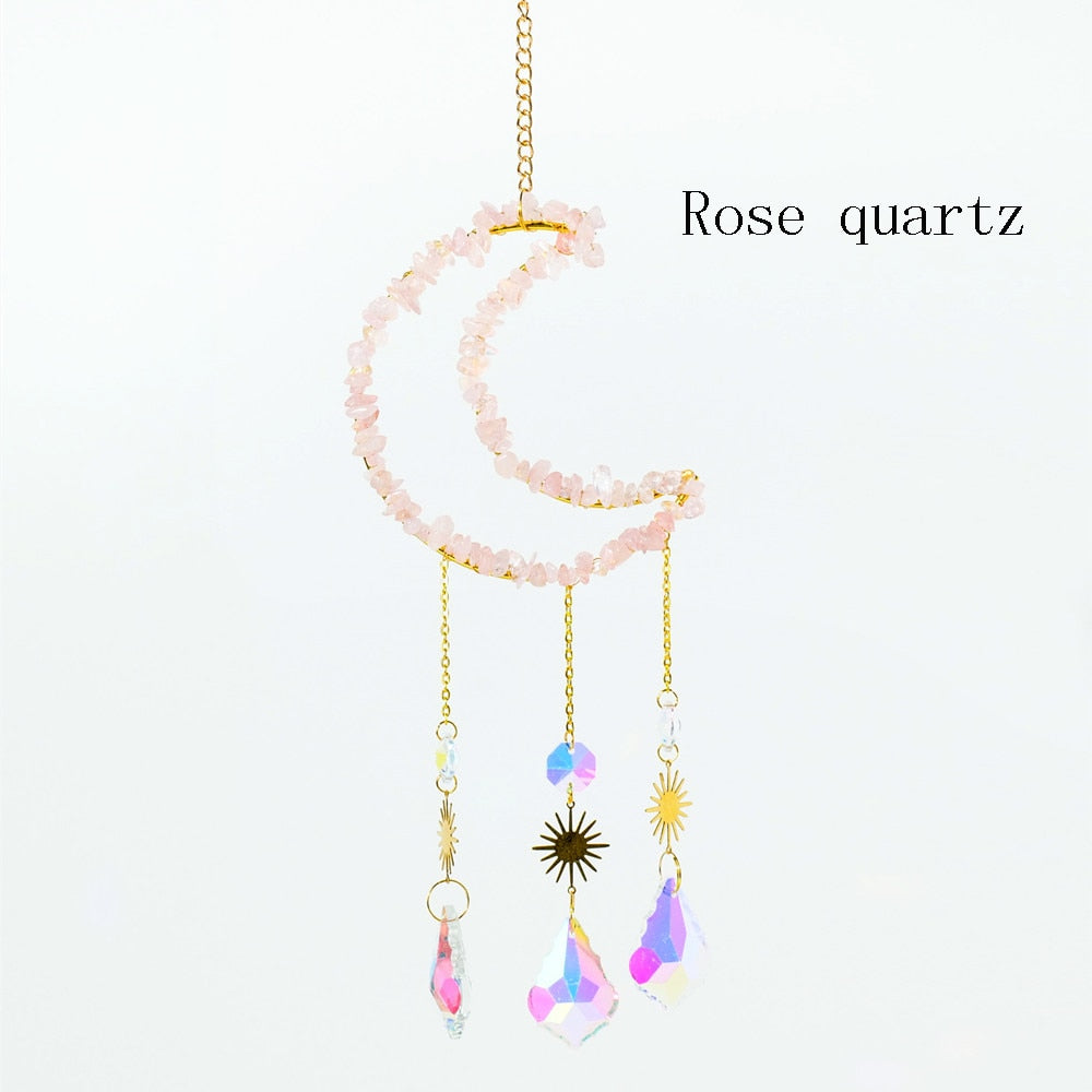 Gemstone Crystal Moon Suncatcher-ToShay.org