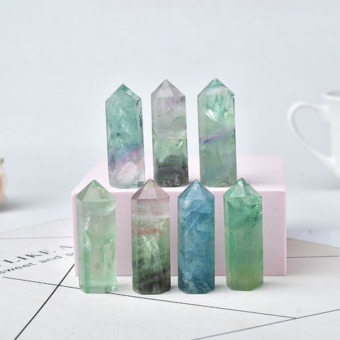 Green Fluorite Hexagonal Crystal Wand-ToShay.org