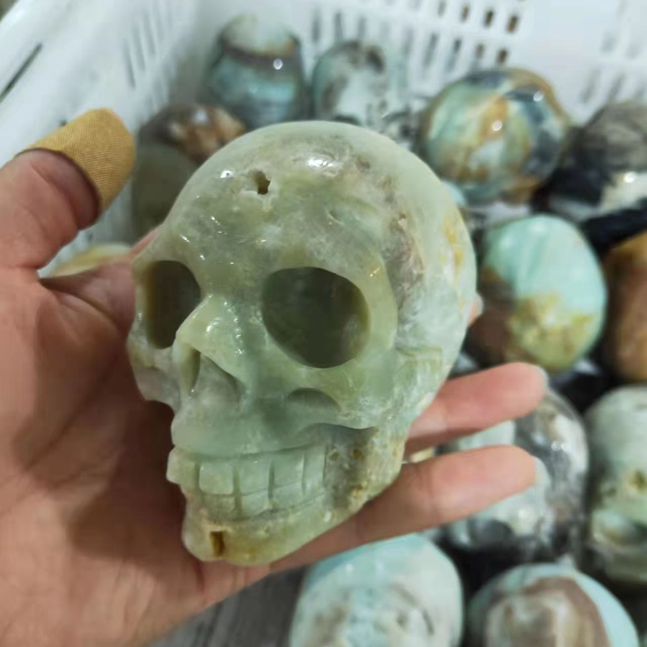 Blue Calcite Quartz Skull-ToShay.org